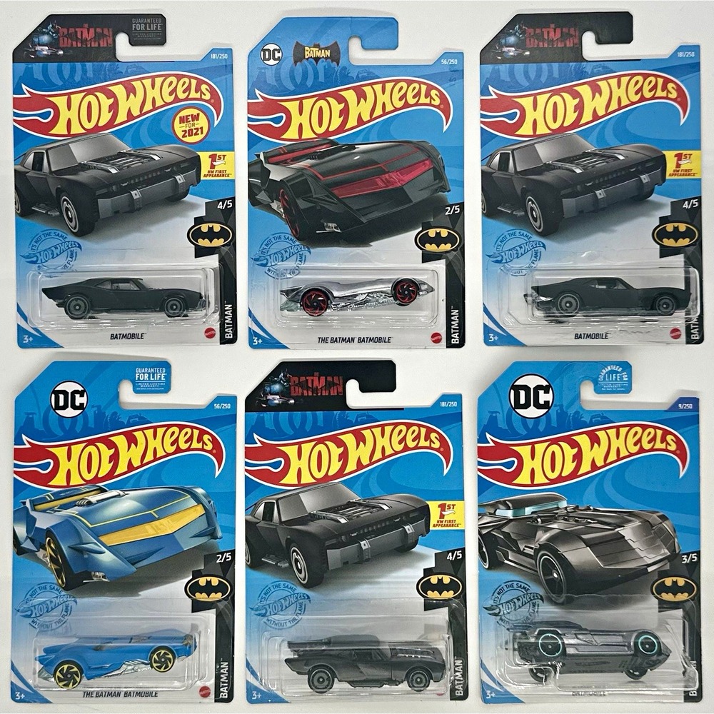 Hot Wheels Batman Batmobile Lot of 6 DC The Batman 1:64 Black Blue Silver Sealed